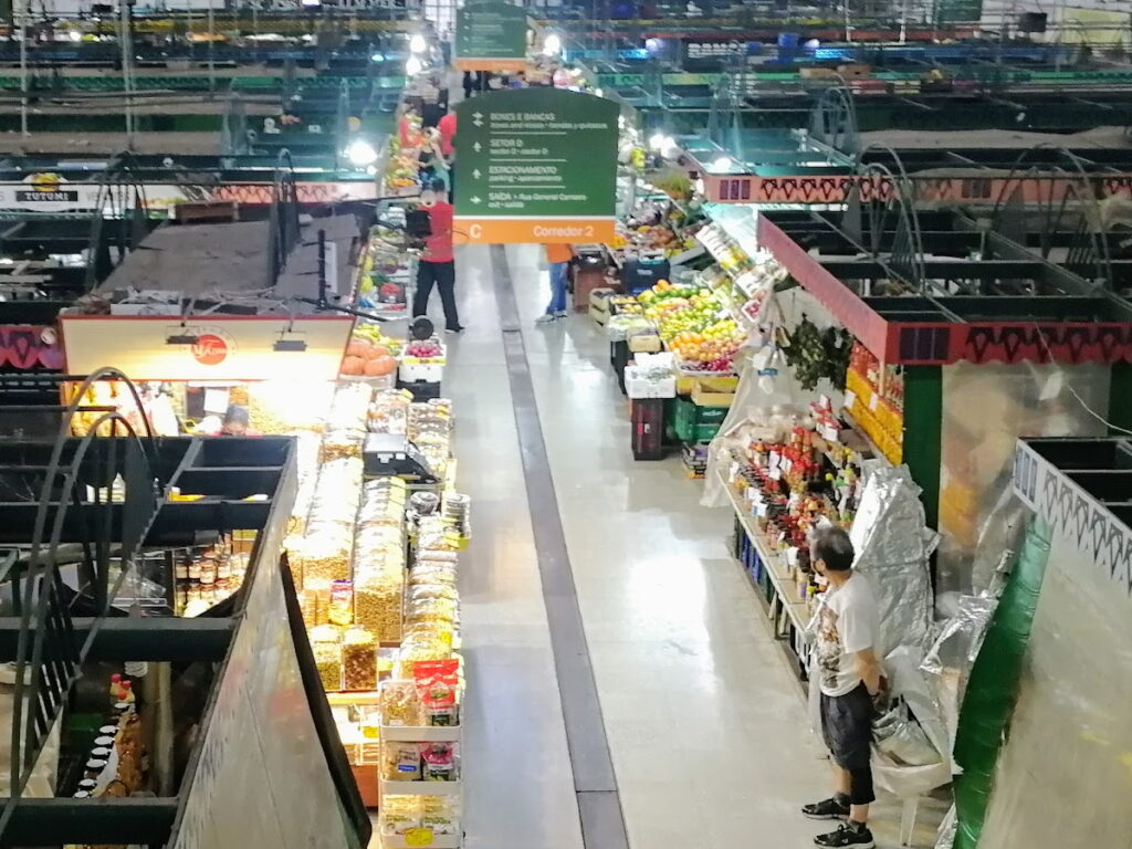 Food stalls at Mercado Municipal de Curitiba, Parana, Brazil