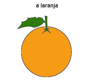 illustration of an orange and translation in Brazilian Portuguese
